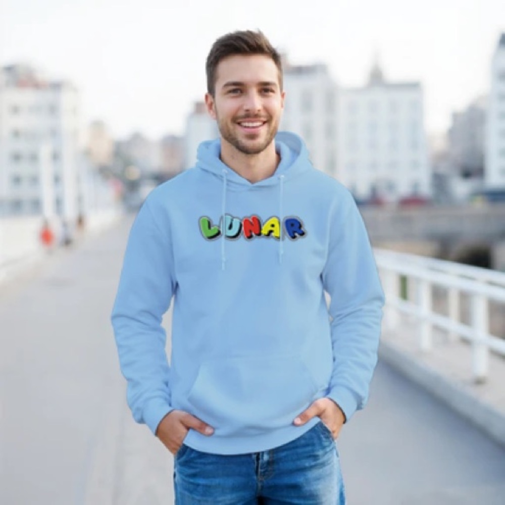Blue Sweatshirt with Vibrant Front Design